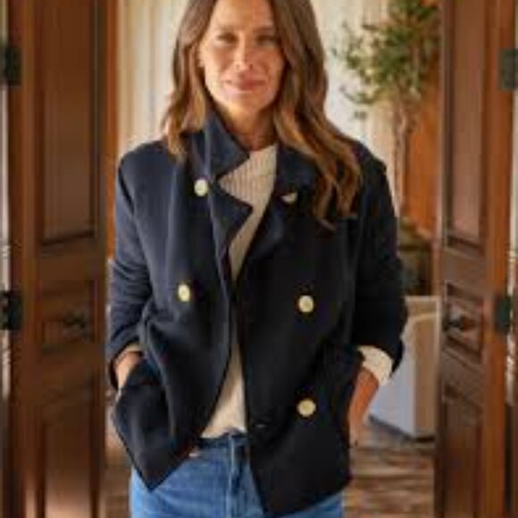 Unworn Frank & Eileen Mini Belfast Cropped Sweatshirt Peacoat Triple Fleece